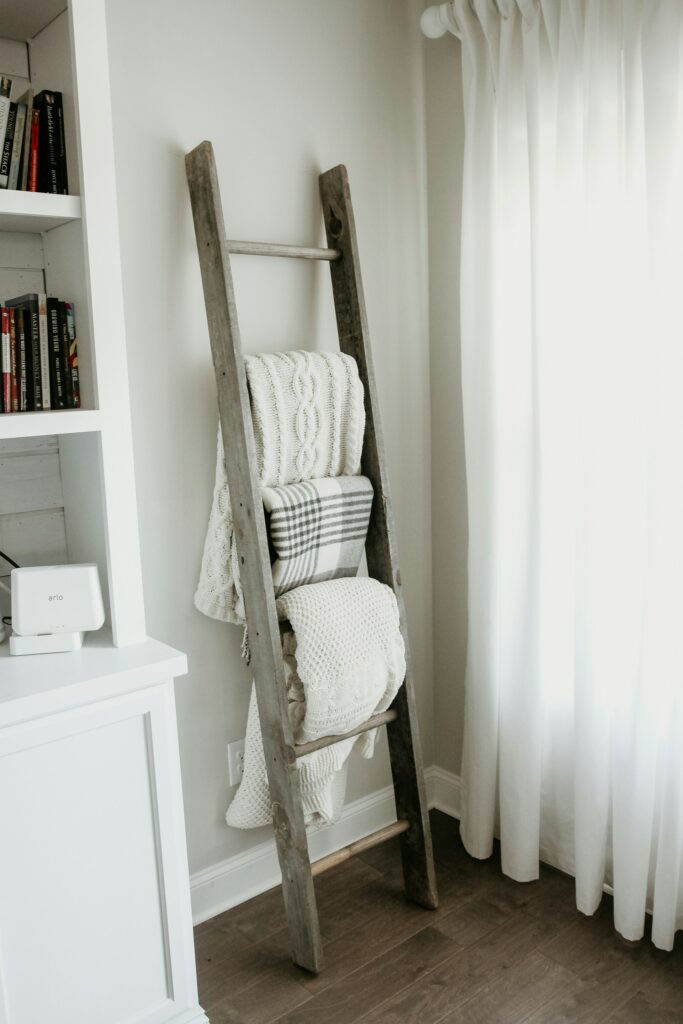 A Rustic Towel Rack Made From an Old Ladder